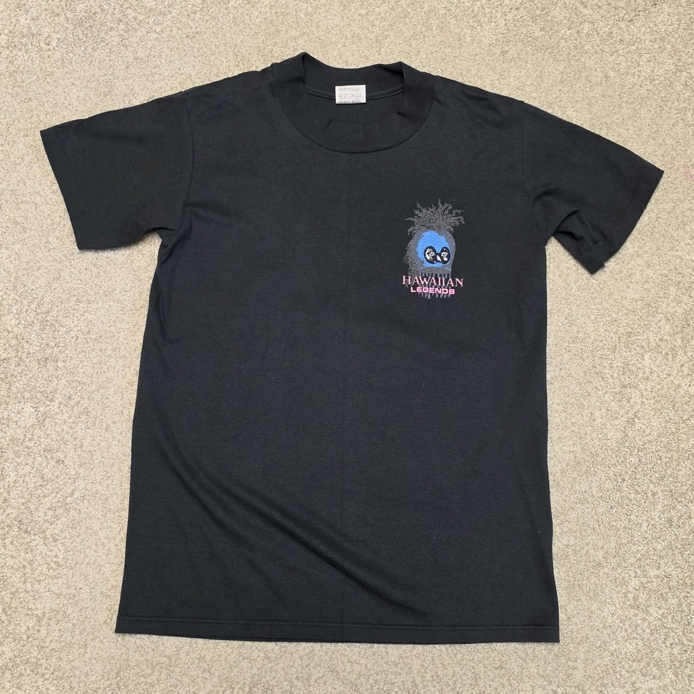 Vintage Hawaiian HE'E Neon Octopus T Shirt Stedman Single Stitch USA Navy Blue S
